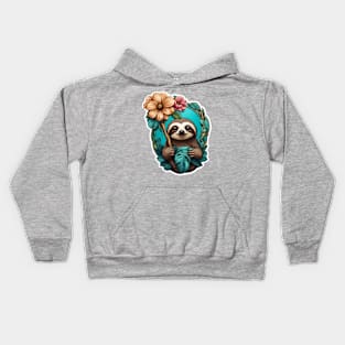 Sloth and flower Kids Hoodie